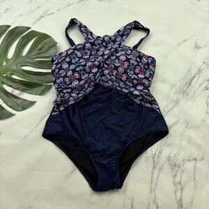 Swimsuits For All Womens One Piece Swim Suit Size 18 Blue Purple High Neck